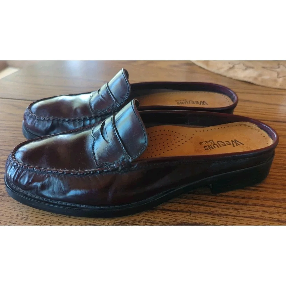 G.H. Bass & Co. Weejuns Peggy Mule Easy Wine Leather Loafer Women's‎ Size 7 M
